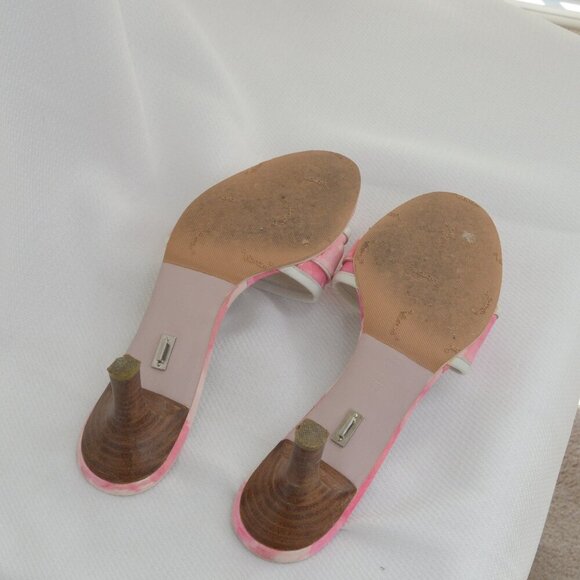 Vintage Y2K Pink Heeled Mules Buckle Sz 7.5 - Picture 8 of 9